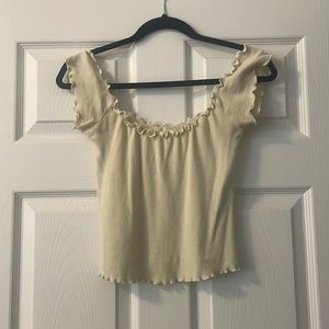 Pastel Yellow Off the Shoulder Shirt